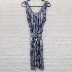 maternity & nursing blue tie dye sleeveless dress, large